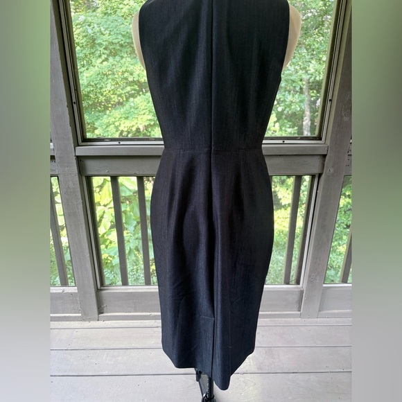 Calvin Klein Charcoal Midi Sheath Dress with Gold Zipper - Picture 6 of 7